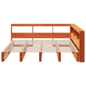 Massivholzbett mit Regal ohne Matratze Wachsbraun 200x200 cm