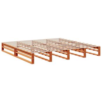 Massivholzbett mit Regal ohne Matratze Wachsbraun 200x200 cm