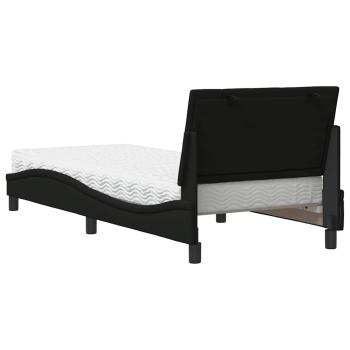 Bett mit Matratze Schwarz 90x190 cm Stoff