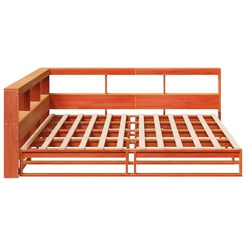 Massivholzbett mit Regal ohne Matratze Wachsbraun 180x200 cm