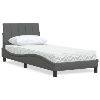 ARDEBO.de - Bett mit Matratze Dunkelgrau 90x190 cm Stoff