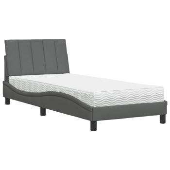 Bett mit Matratze Dunkelgrau 90x190 cm Stoff
