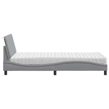 Bett mit Matratze Hellgrau 100x200 cm Stoff
