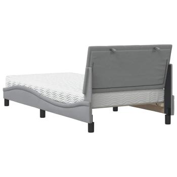 Bett mit Matratze Hellgrau 100x200 cm Stoff
