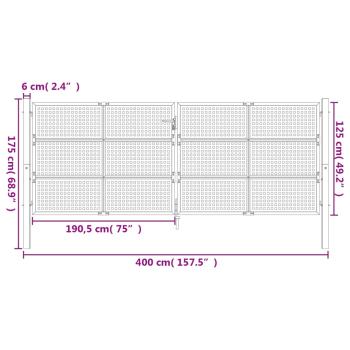 Gartentor Anthrazit 400x125 cm Stahl