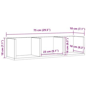 CD-Wandregal Altholz-Optik 75x18x18 cm Holzwerkstoff