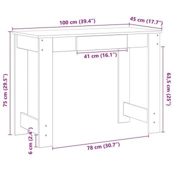 Schreibtisch Grau Sonoma 100x45x75 cm Holzwerkstoff