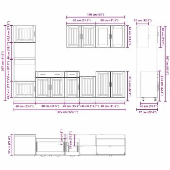 7-tlg. Küchenschrank-Set Kalmar Hochglanz-Weiß Holzwerkstoff