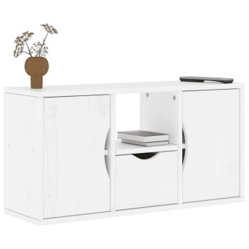 ARDEBO.de - TV-Schrank mit Schublade Weiß 79x24x40,5 cm Massivholz Kiefer