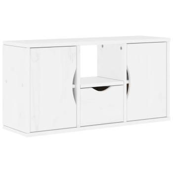 TV-Schrank mit Schublade Weiß 79x24x40,5 cm Massivholz Kiefer