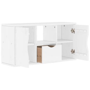 TV-Schrank mit Schublade Weiß 79x24x40,5 cm Massivholz Kiefer