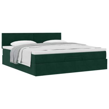 Ottoman-Bett mit Matratze Dunkelgrün 160x200 cm Samt