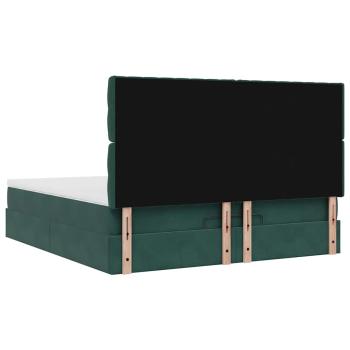 Ottoman-Bett mit Matratzen Dunkelgrün 160x200 cm Samt