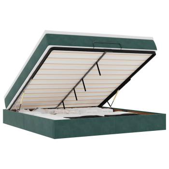 Ottoman-Bett mit Matratze Dunkelgrün 160x200 cm Samt