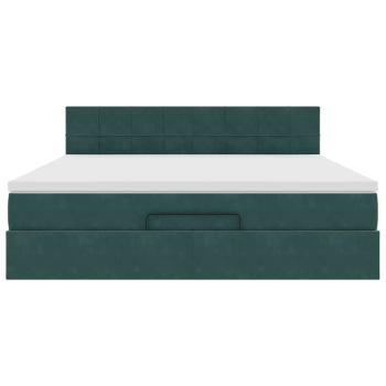 Ottoman-Bett mit Matratze Dunkelgrün 160x200 cm Samt