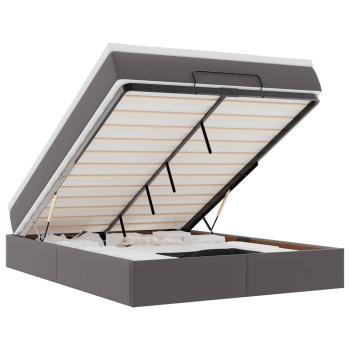 Ottoman-Bett mit Matratze Grau 140x200 cm Kunstleder