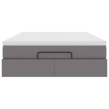 Ottoman-Bett mit Matratze Grau 140x200 cm Kunstleder