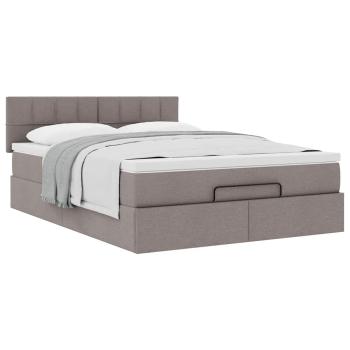 Ottoman-Bett mit Matratze Taupe 140x200 cm Stoff