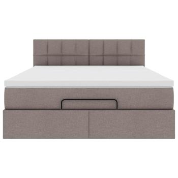Ottoman-Bett mit Matratze Taupe 140x200 cm Stoff