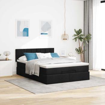 Ottoman-Bett mit Matratze Schwarz 140x200 cm Stoff