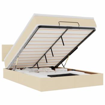 Ottoman-Bett mit Matratze & LEDs Creme 140x200 cm Stoff