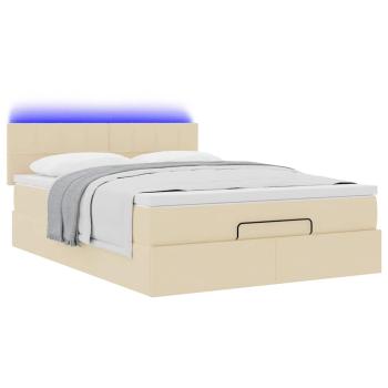 Ottoman-Bett mit Matratze & LEDs Creme 140x200 cm Stoff