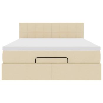 Ottoman-Bett mit Matratze & LEDs Creme 140x200 cm Stoff