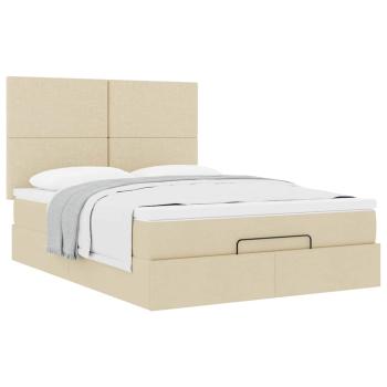 Ottoman-Bett mit Matratze Creme 140x200 cm Stoff