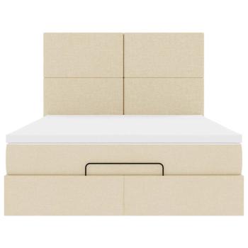 Ottoman-Bett mit Matratze Creme 140x200 cm Stoff