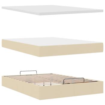 Ottoman-Bett mit Matratze Creme 140x200 cm Stoff