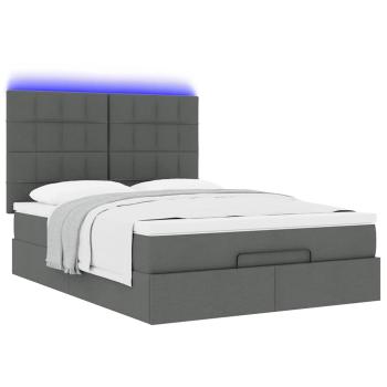 Ottoman-Bett mit Matratze & LEDs Dunkelgrau 140x200 cm Stoff