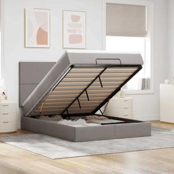ARDEBO.de - Ottoman-Bett mit Matratze & LEDs Taupe 140x200 cm Stoff