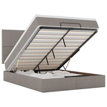 Ottoman-Bett mit Matratze & LEDs Taupe 140x200 cm Stoff