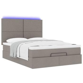 Ottoman-Bett mit Matratze & LEDs Taupe 140x200 cm Stoff
