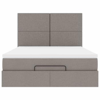 Ottoman-Bett mit Matratze & LEDs Taupe 140x200 cm Stoff