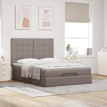 Ottoman-Bett mit Matratze Taupe 140x200 cm Stoff