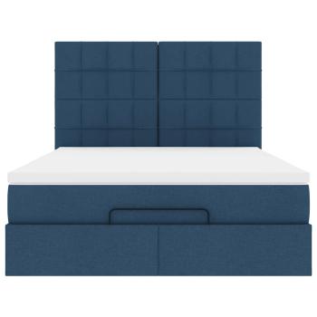 Ottoman-Bett mit Matratze Blau 140x200 cm Stoff