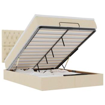 Ottoman-Bett mit Matratze Creme 140x200 cm Stoff
