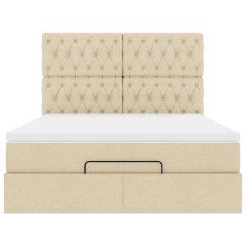 Ottoman-Bett mit Matratze Creme 140x200 cm Stoff