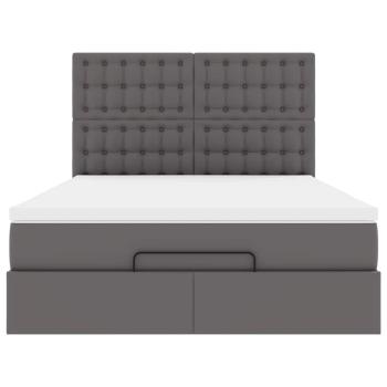 Ottoman-Bett mit Matratze & LEDs Grau 140x200 cm Kunstleder