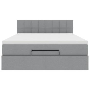 Ottoman-Bett mit Matratze Hellgrau 140x200 cm Stoff