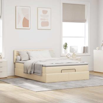 Ottoman-Bett mit Matratze Creme 140x200 cm Stoff