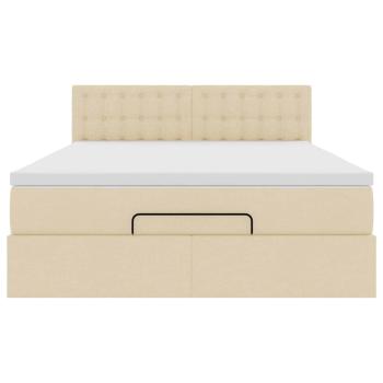 Ottoman-Bett mit Matratze Creme 140x200 cm Stoff
