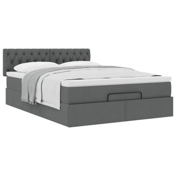 Ottoman-Bett mit Matratze Dunkelgrau 140x200 cm Stoff