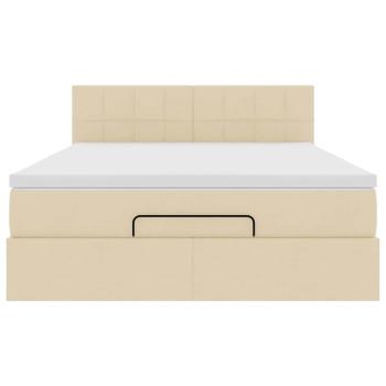 Ottoman-Bett mit Matratze Creme 140x200 cm Stoff