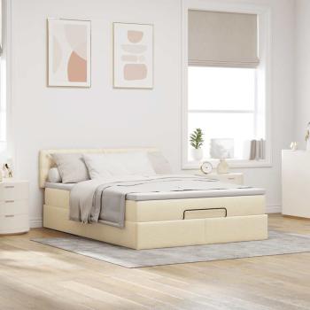 Ottoman-Bett mit Matratze Creme 140x200 cm Stoff