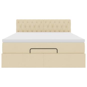 Ottoman-Bett mit Matratze Creme 140x200 cm Stoff