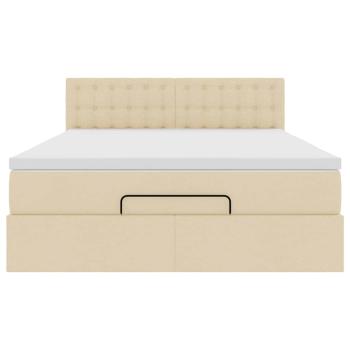 Ottoman-Bett mit Matratze & LEDs Creme 140x200 cm Stoff