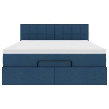 Ottoman-Bett mit Matratze & LEDs Blau 140x200 cm Stoff