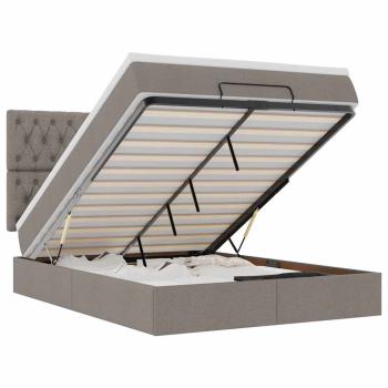 Ottoman-Bett mit Matratze & LEDs Taupe 140x200 cm Stoff